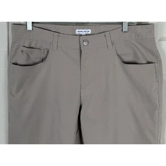 Peter Millar EB66 Performance Five Pocket Pants Mens Golf Chino Beige 34x32 - Picture 2 of 12